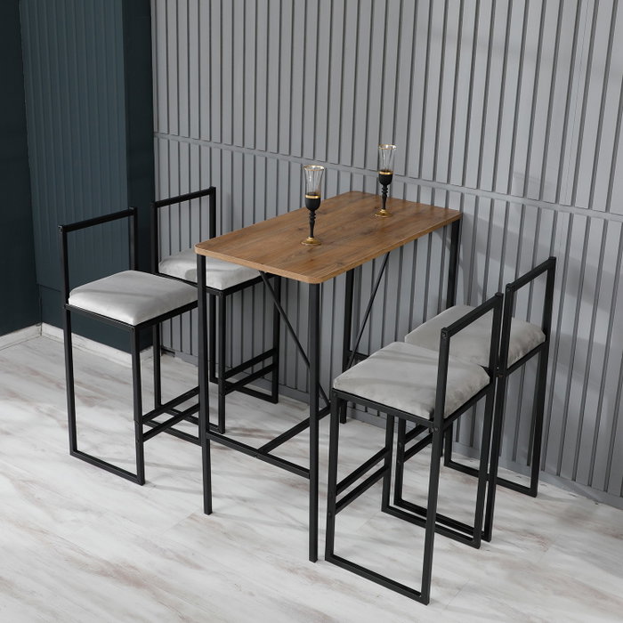 Hanah Home Juego de Mesa y Taburetes de Bar de 5 Piezas Nordic - Cream Hanah Home Juego de Mesa y Taburetes de Bar de 5 Piezas Nordic - Cream